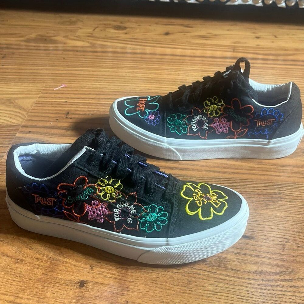 Vans Old Skool Cultivate Care Classic Embroidered Black Sneakers Kicks